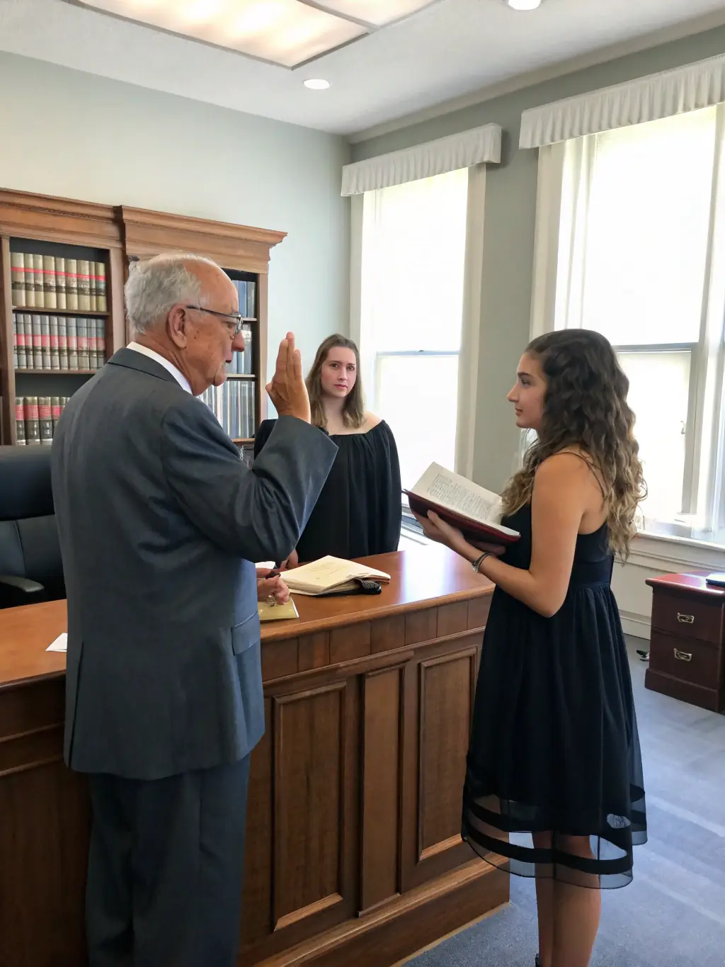 A notary public administering an oath to a witness, highlighting the solemnity and legal weight of the process.