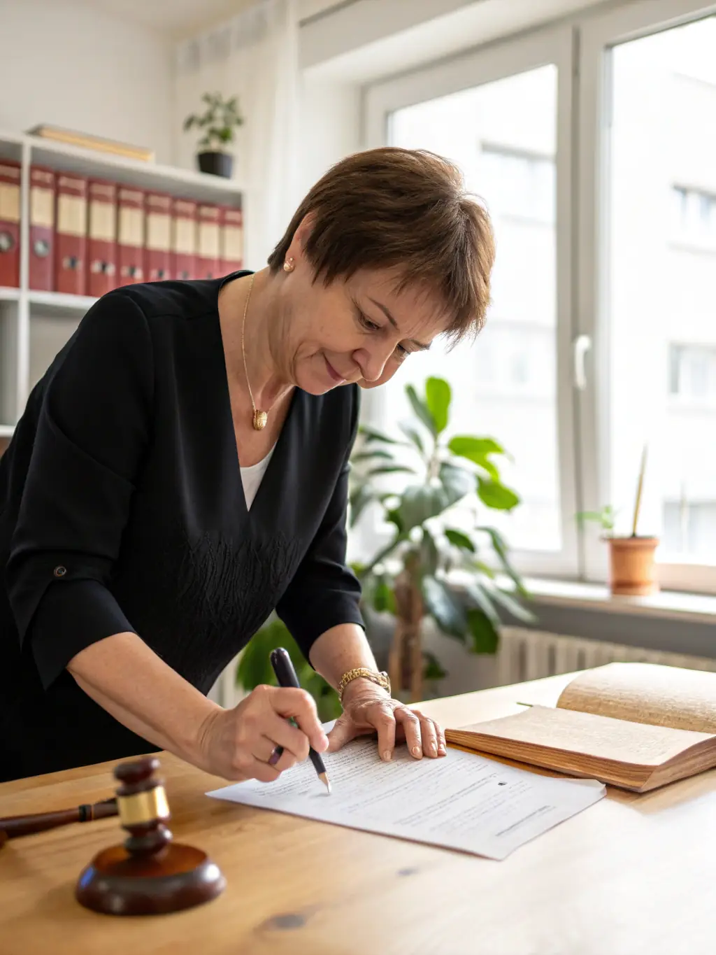 A photograph of a notary public notarizing an affidavit, showcasing the process of verifying sworn statements for legal purposes.